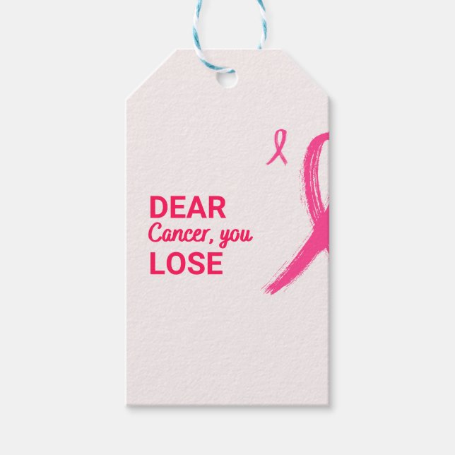 Kära cancer, du förlorar | Rosa presentförpackning Presentetikett (Framsidan)