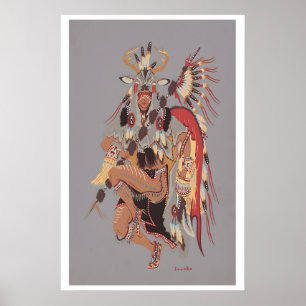 Kära dansare amerikansk indian gammal illustration poster
