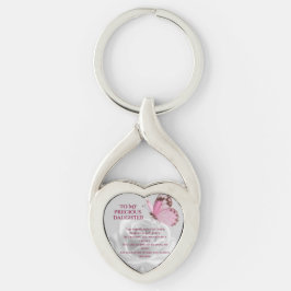 Kära dotter twisted heart silverfärgad nyckelring