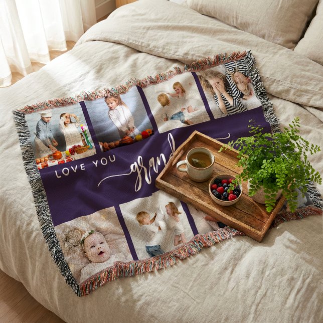 Kära Farmor 8 Fotosammanställning Lila Filt (Skapare uppladdad)