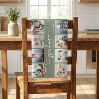 Kära Farmor 8 Fotosammanställning Sälggrön Kökshandduk