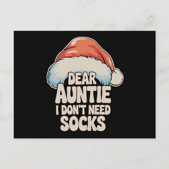Kära Faster Jag Behöver Inte Sockor Tomte Hatt Jul Helg Vykort (Framsida)