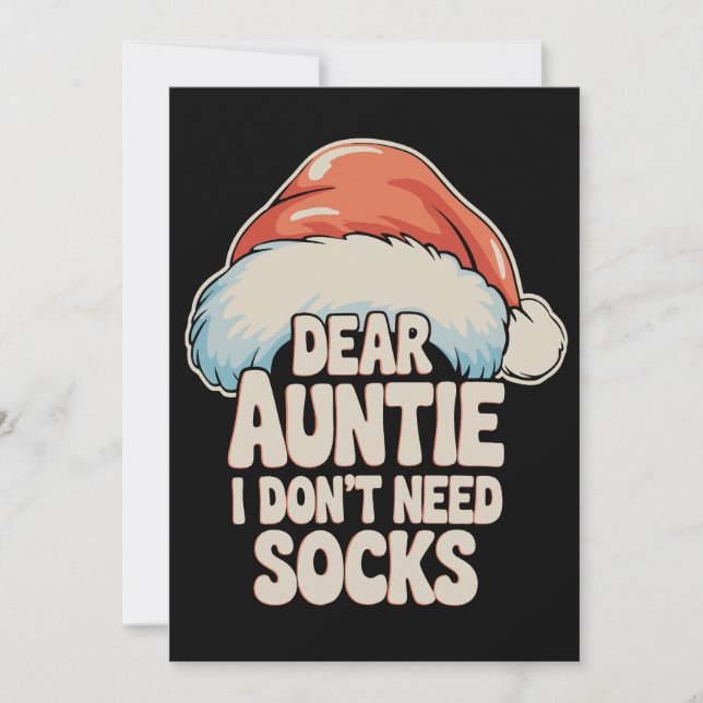 Kära Faster Jag Behöver Inte Sockor Tomte Hatt Jul Inbjudningar (Framsida)