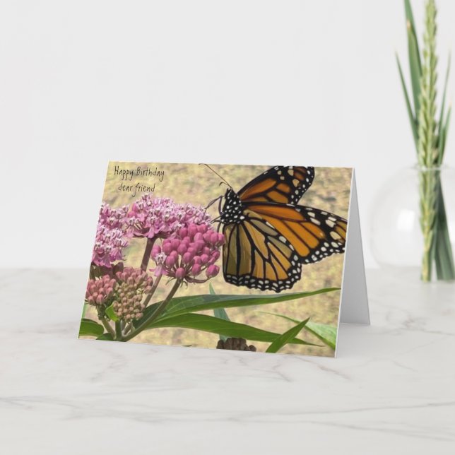 Kära Friend Birthday Monarch Butterfly Kort (Framsida)