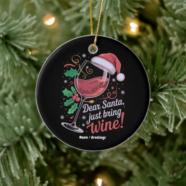 Kära jultomte, ta med Vin-julklapp Julgransprydnad Keramik (Träd)