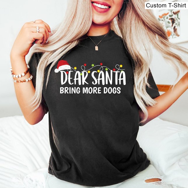 Kära jultomten, ta mer Hundar/roligt julsvart T Shirt (Dear Santa Bring More Dogs / Funny Christmas Black T-Shirt)