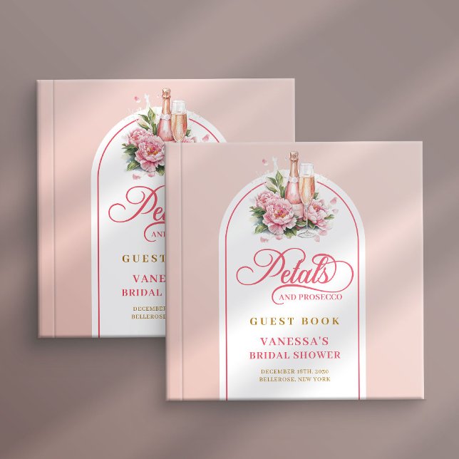 Kära kronblad och prosecco roséguld gästbok (Darling petals and prosecco blush gold guest book)