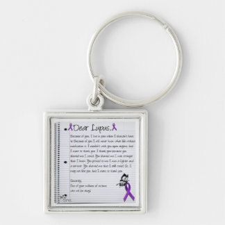 Kära Lupus. Fyrkantig Silverfärgad Nyckelring