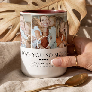 Kära mamma Personlig 5 Foto Collage Present Två-Tonad Mugg