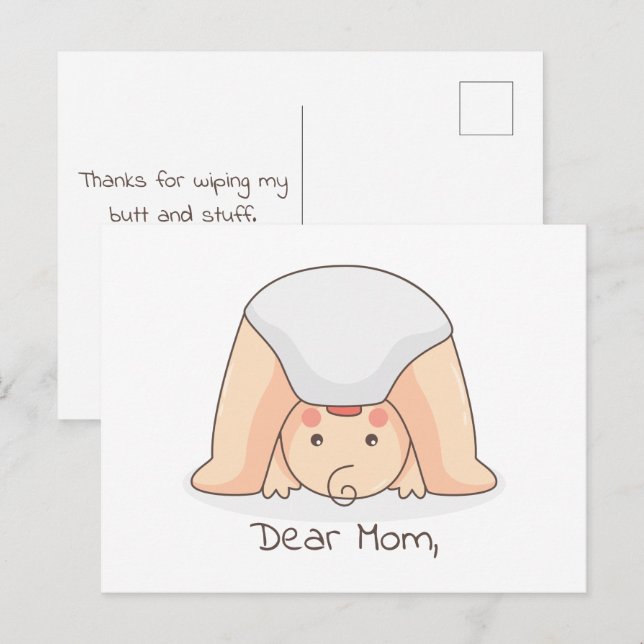 Kära mamma ... Roligt kort för mors dag (Fram/baksida)