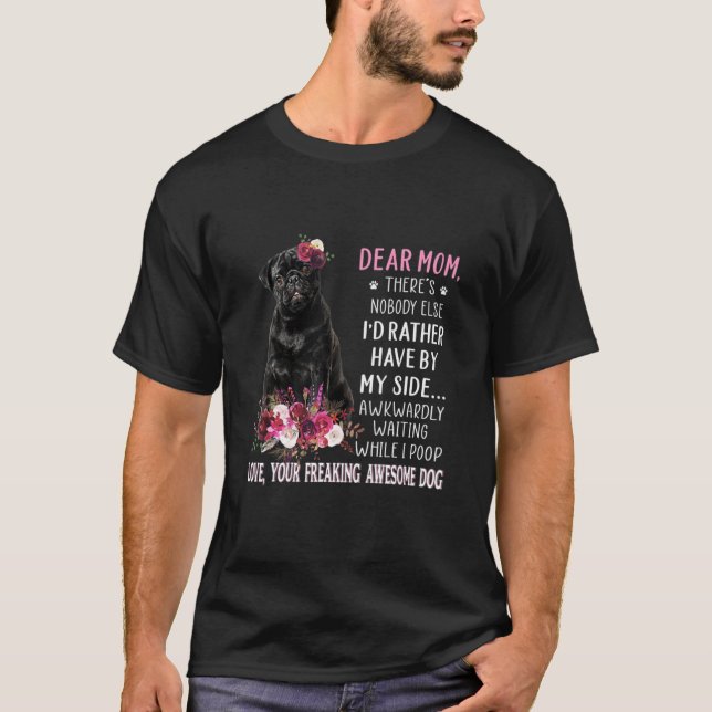 Kära Mopsmamma Glad mors dag T Shirt (Framsida)