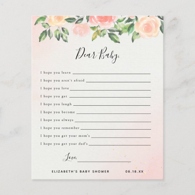 Kära önskningar till bebisen | Baby shower-lek (Framsida)