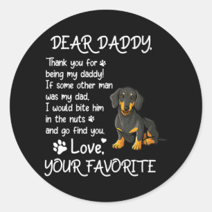 Kära pappa Dachshund Hund Pappa Fars dag Runt Klistermärke
