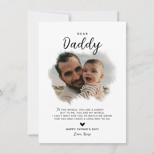 Kära Pappa | Modern Foto Hjärtans Fars Dag Kort (Framsida)