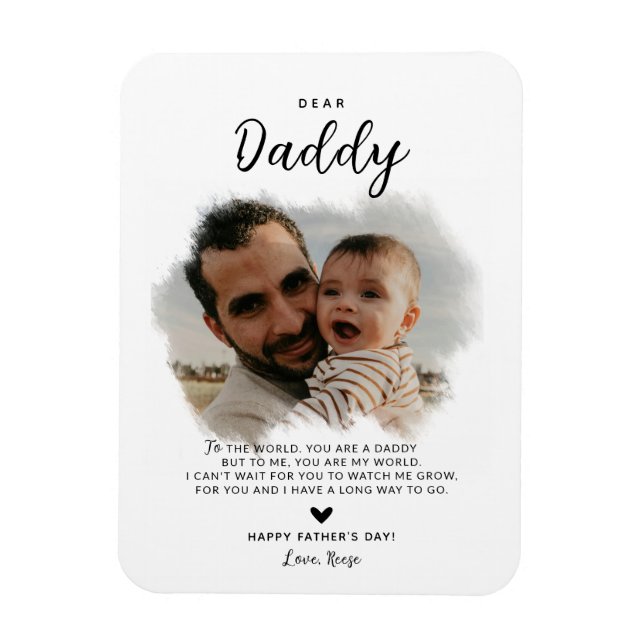 Kära Pappa | Modern Foto Hjärtans Fars Dag Magnet (Vertikal)