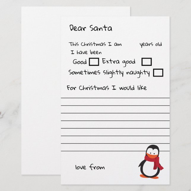 Kära Santa A Personlig Brev to Jultomten (Fram/baksida)