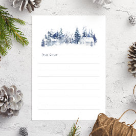 Kära Santa Brev Blue-julvinterbyn Julkort