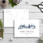 Kära Santa Brev Blue-julvinterbyn Vykort<br><div class="desc">Bäste jultomte,  blått julvinter,  vykort. En elegant brev till Santa i ett klassiskt stil med monokromt vinterlandskap i marinblått och vitt färg. Snyggts- och elegantens utformning.</div>