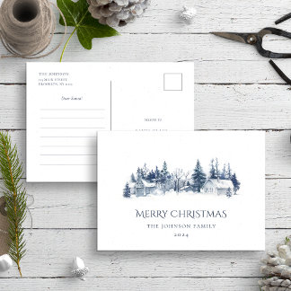 Kära Santa Brev Blue-julvinterbyn Vykort