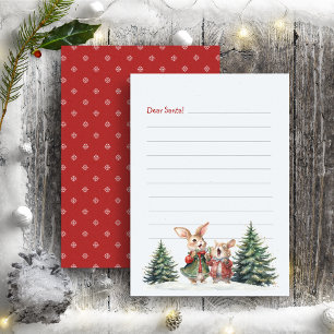 Kära Santa Brev Cute Funny Bunnies Baby Red Julkort