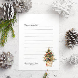 Kära Santa Brev God jul Träd Julkort