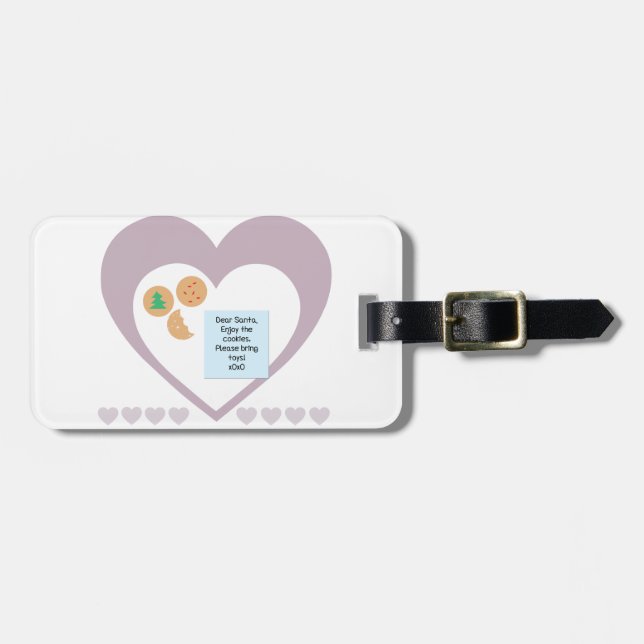 Kära Santa Cookies för Leksaker Lila Hearts Bagagebricka (Horisontell Framsida)
