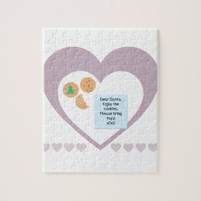 Kära Santa Cookies för Leksaker Lila Hearts Pussel (Vertikal)