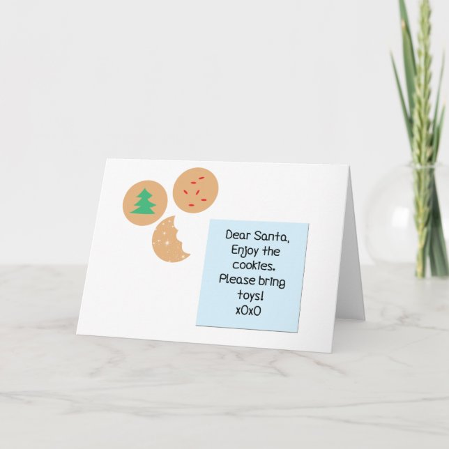 Kära Santa Cookies, ta med Leksaker Helgkort (Framsida)