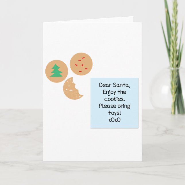 Kära Santa Cookies, ta med Leksaker Helgkort (Framsida)