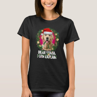 Kära Santa Cute Golden Retriever Naughty för Chri T Shirt