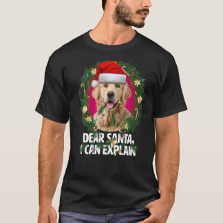 Kära Santa Cute Golden Retriever Naughty för Chri T Shirt