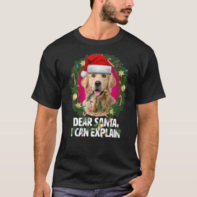 Kära Santa Cute Golden Retriever Naughty för Chri T Shirt (Framsida)