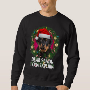 Kära Santa Cute Rottweiler Puppy Naughty för Chris Lång Ärmad Tröja