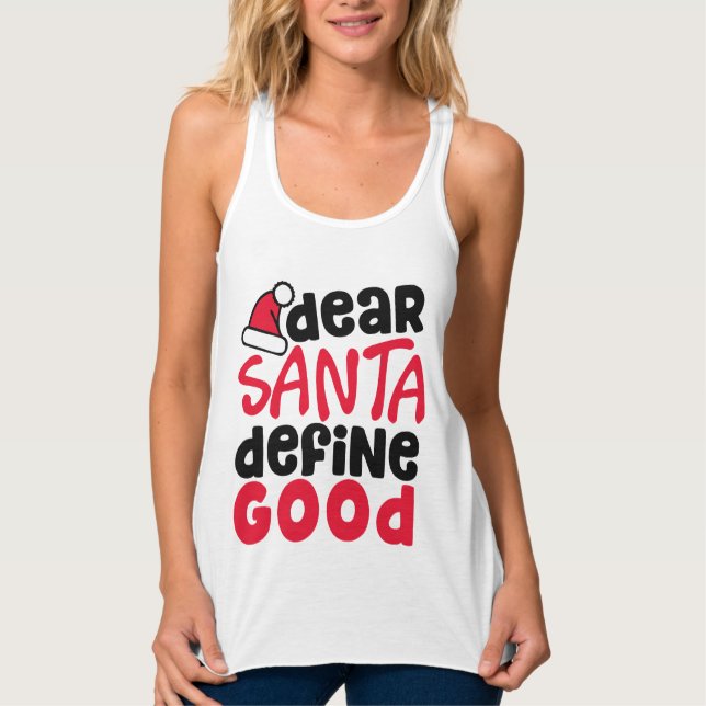 Kära Santa Define Bra Funny jul | TANKTOP Linne Med Racerback (Framsida)