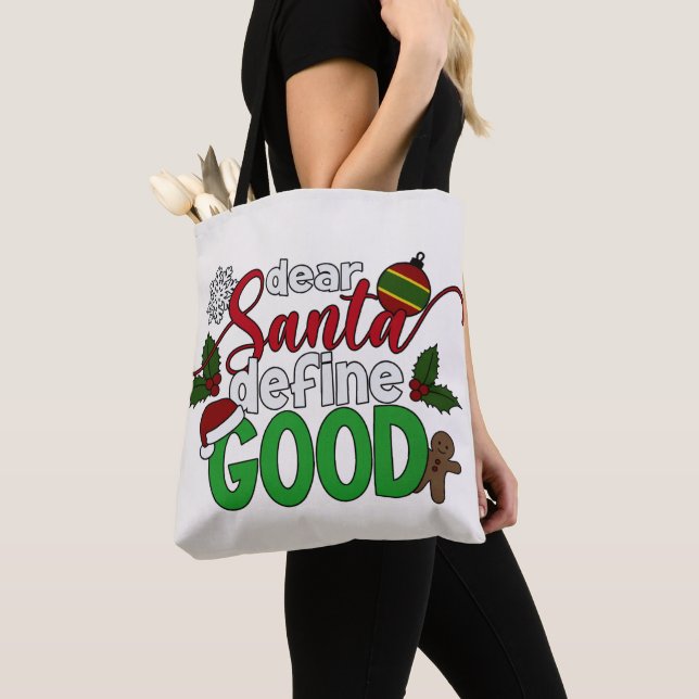 Kära Santa Define Bra jul | Tote Bag Tygkasse (Närbild)