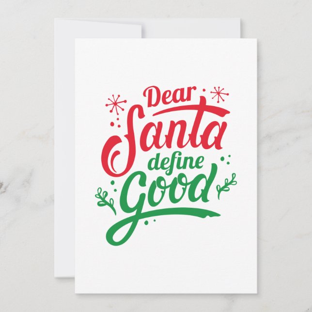 Kära Santa Define Bra Tack Kort (Framsida)