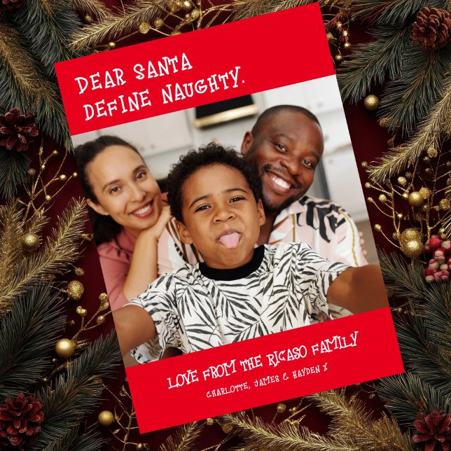 Kära Santa Define Naughty Photo jul Julkort (Dear Santa Define Naughty Photo Christmas Holiday Card
by Ricaso. Fun photo cards printed or digital)