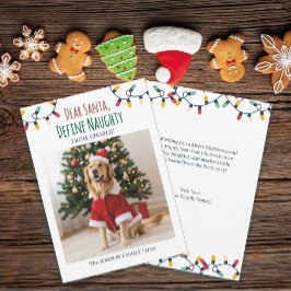 Kära Santa Define Naughty Rolig hund Photo Julkort