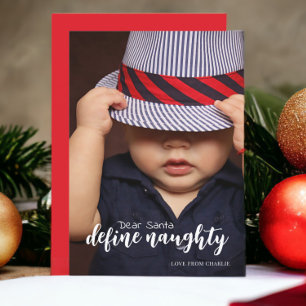Kära Santa Define Naughty Typography Photo Julkort