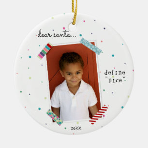 Kära Santa definierar trevlig jul/helgdagfotoet Julgransprydnad Keramik