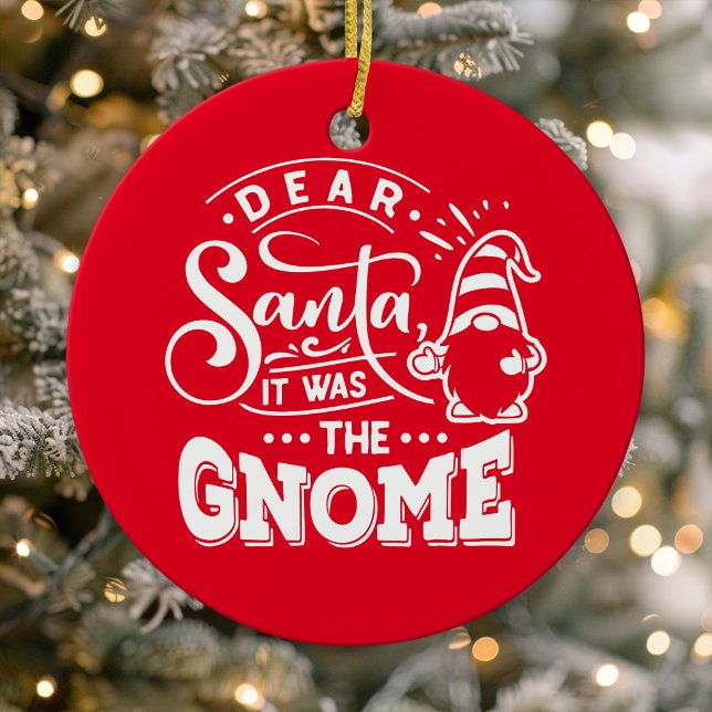 Kära Santa, det var Gnome Photo Julgransprydnad Keramik (Skapare uppladdad)