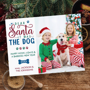 Kära Santa, det var Hund Funny Kids & Pet Photo Helg Vykort