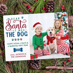 Kära Santa, det var Hund Funny Kids & Pet Photo Julkort