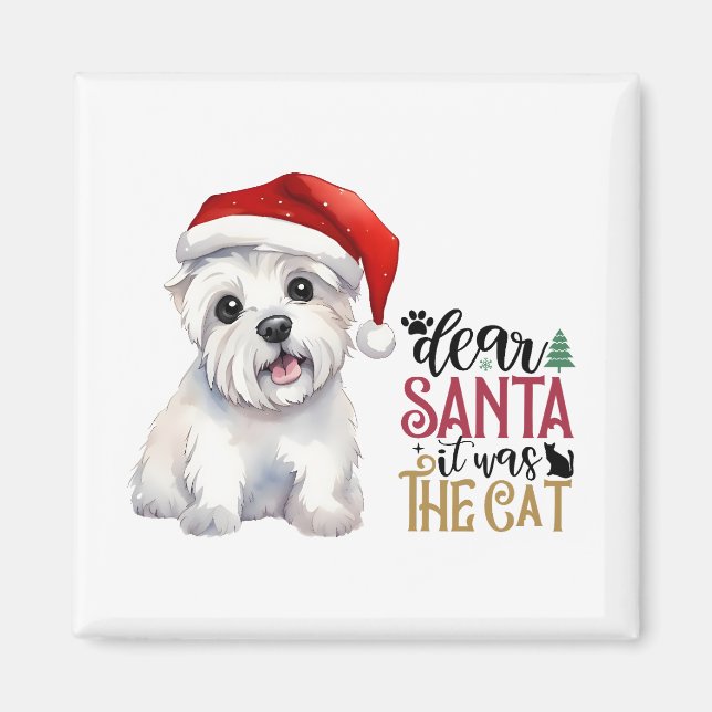 Kära Santa det var katten - Westie-designen Magnet (Framsidan)