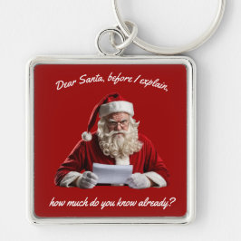 Kära Santa.. Finny Jultomten, julen Helgdag Fyrkantig Silverfärgad Nyckelring