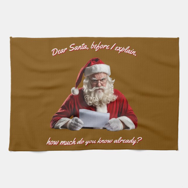 Kära Santa.. Finny Jultomten, julen Helgdag Kökshandduk (Horisontell)