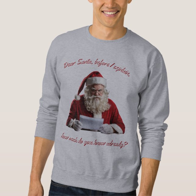 Kära Santa.. Finny Jultomten, julen Helgdag Lång Ärmad Tröja (Framsida)