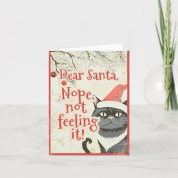Kära Santa Funny Black Cat Anti-jul Helgkort