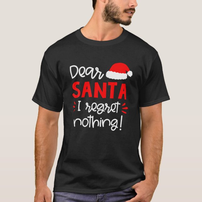 Kära Santa Funny Matching Family jul Pajamas T Shirt (Framsida)