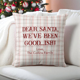 Kära Santa Funny Modern Rosa Red Family jul Kudde